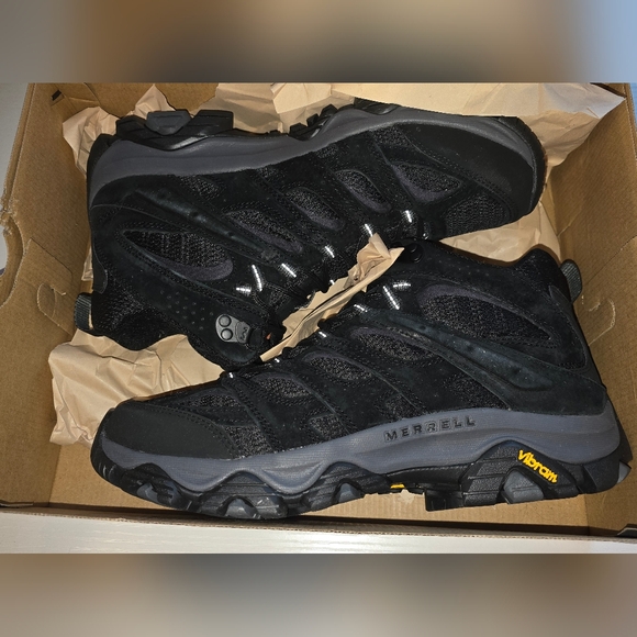 NEW - Men's Merrell size 10.5W MOAB 3 MID in Black Night J036561W Hiking Shoe - Picture 5 of 9